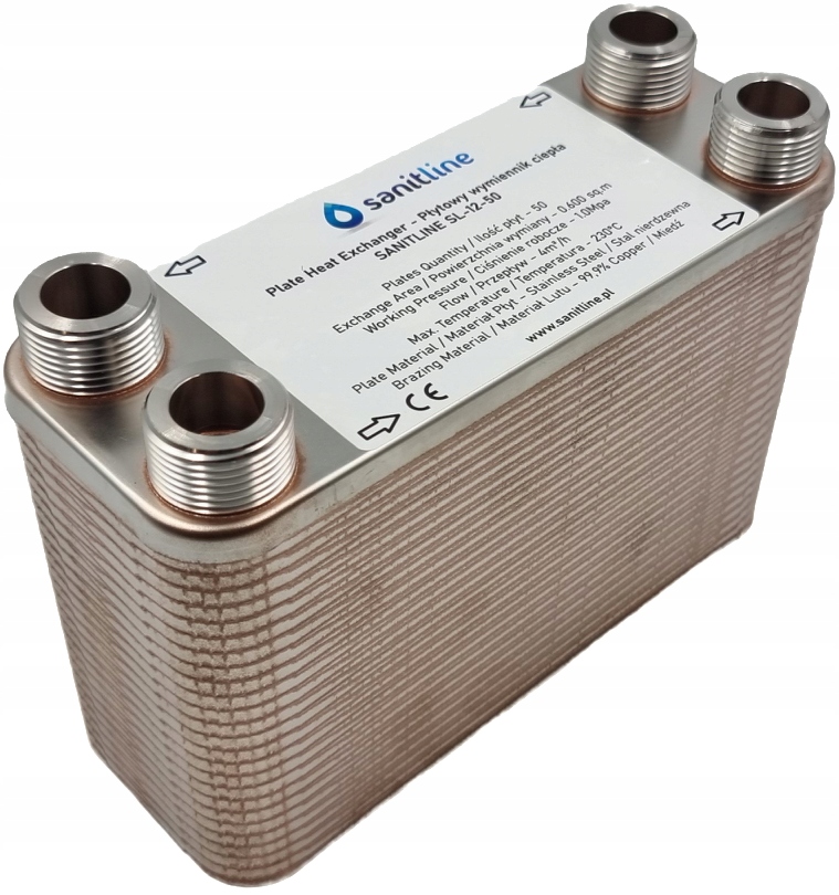 Sanitline 50 tabuľový výmenník tepla 45 kW 4 × 3/4" tuv ústr.kúrenie plyn ecogroszek